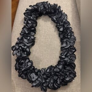 NWT Black and Gray Ruffled Scarf